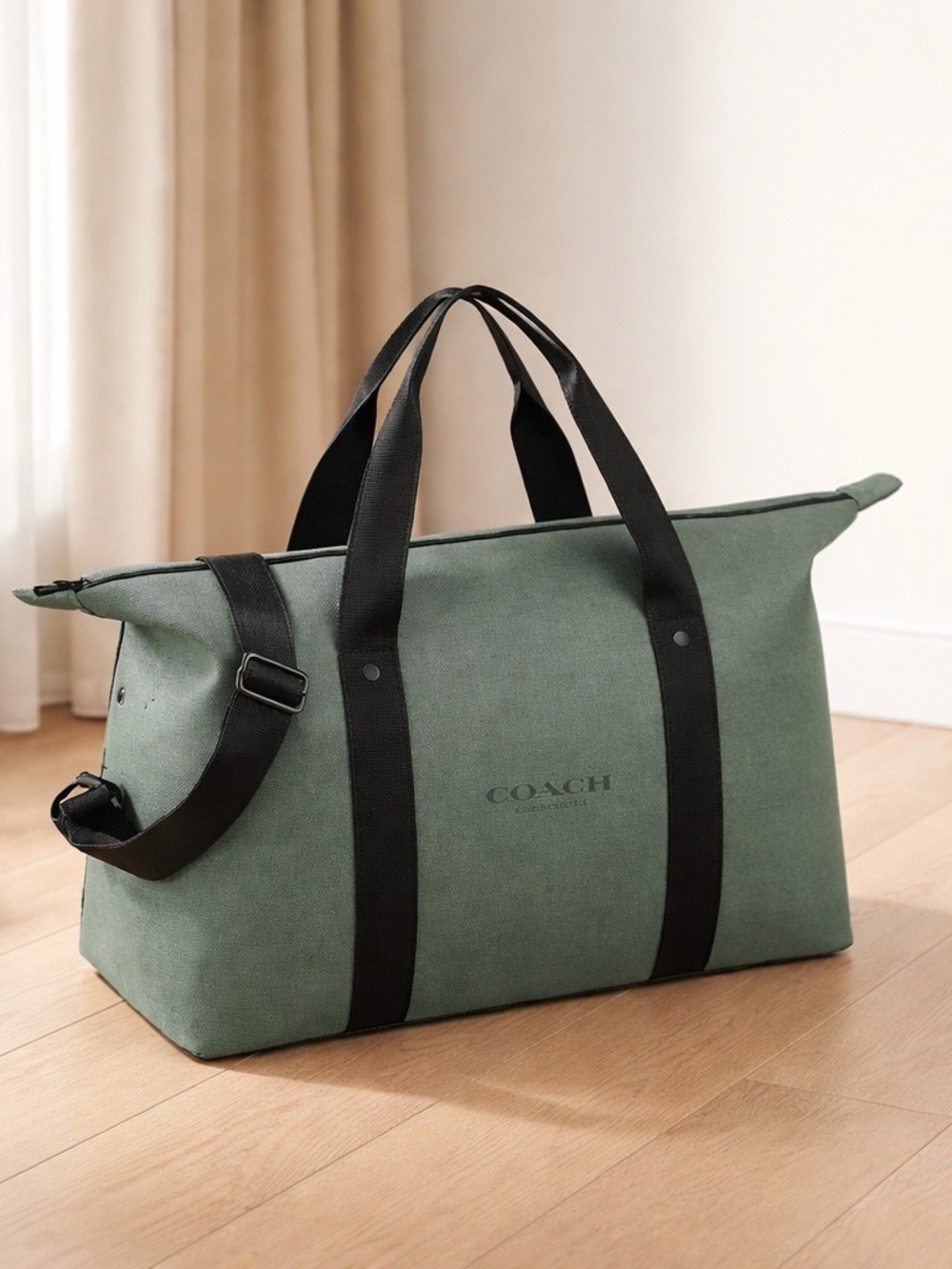 COACH Fragrance Green Weekender Duffle Bag VIP (GWP) with Black Straps